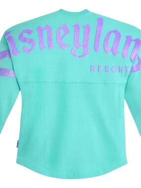 Disneyland‎ Spirit Jersey Aqua Seafoam Purple Glitter Long Sleeve Tee Small EUC